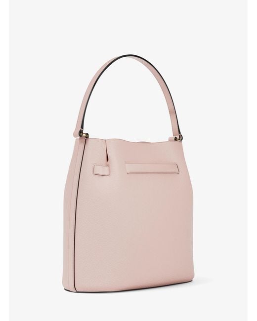 Michael Kors Outlet Pink Mk Carson Medium Pebbled Leather Convertible Bucket Crossbody Bag