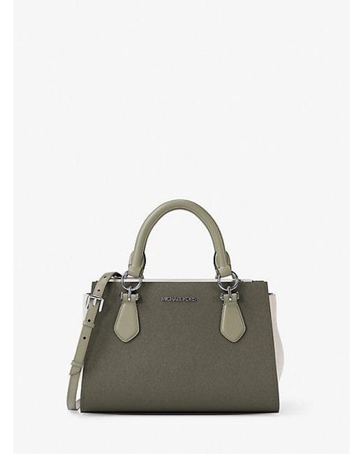 Michael Kors Green Marilyn Small Color-Block Saffiano Leather Messenger Bag