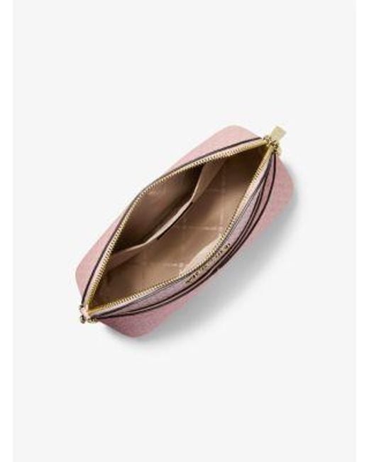 Michael Kors Pink Jet Set Travel Medium Color-Block Signature Logo Crossbody Bag