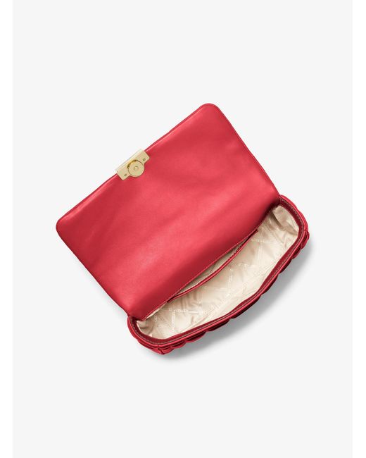 MICHAEL Michael Kors Red Mk Tribeca Large Quilted Leather Shoulder Bag