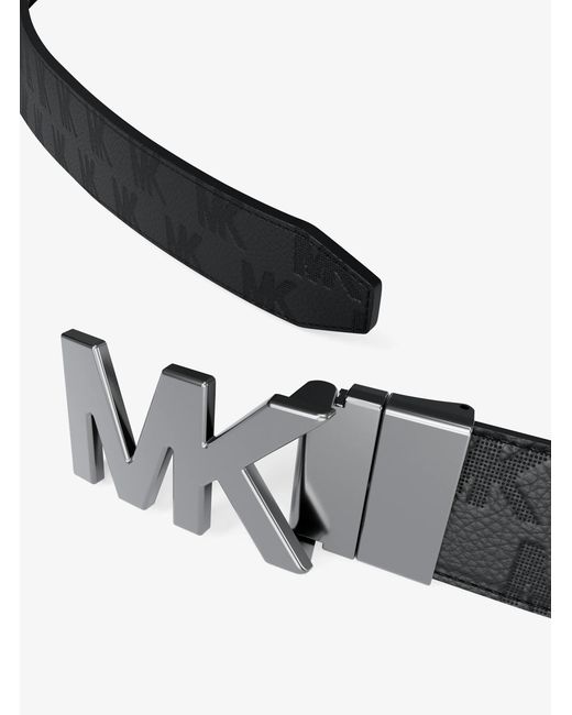 Michael Kors White Reversible Logo Embossed Leather Buckle Belt for men