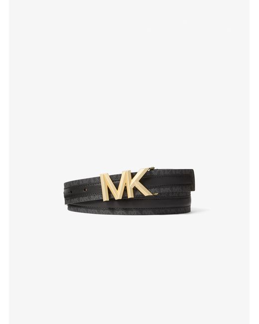 MICHAEL Michael Kors White Mk Signature Logo And Leather Belt