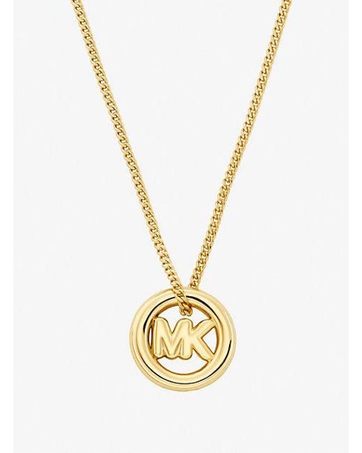 Michael Kors Metallic Logo Charm Necklace