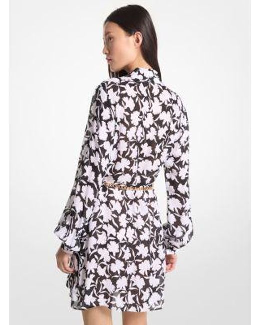 Michael Kors White Floral Georgette Midi Dress