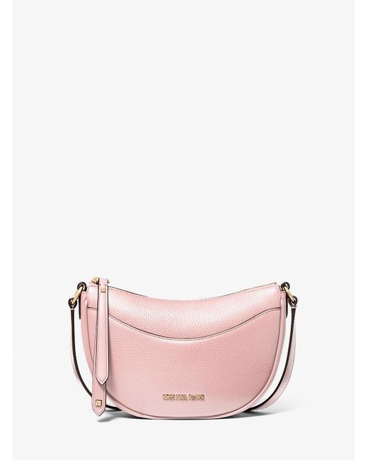 Michael Kors Outlet Pink Mk Dover Small Leather Crossbody Bag
