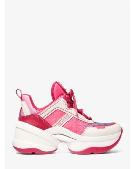 Michael Kors Pink Olympia Ombré Signature Logo Trainer