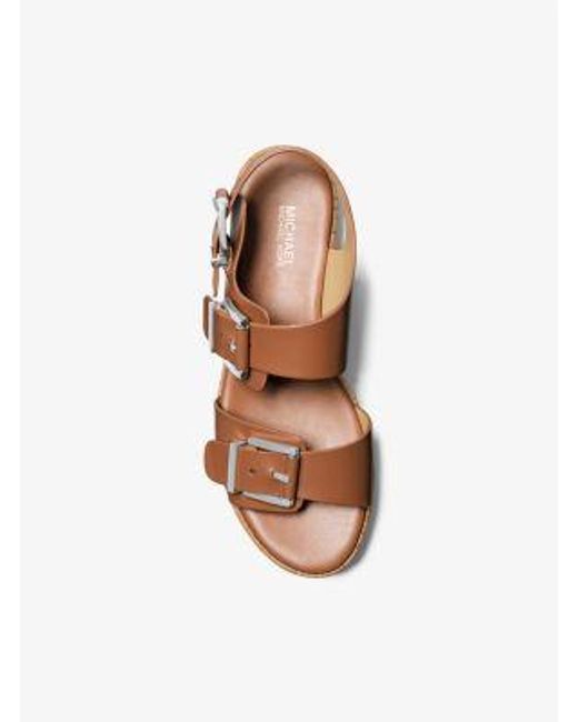 MICHAEL Michael Kors Brown Mk Colby Leather Flatform Sandal