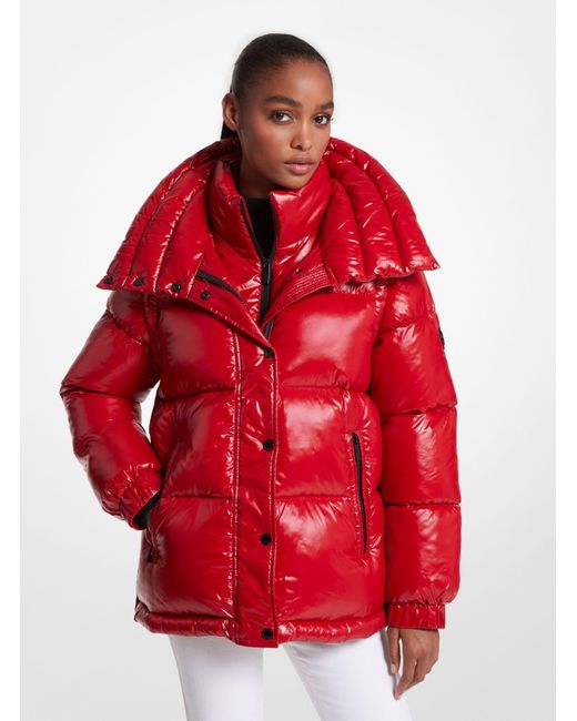 Michael Kors Red Mk 2-In-1 Quilted Nylon Puffer Jacket