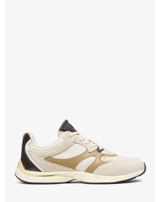 MICHAEL Michael Kors White Mk Riley Mixed-Media Trainer