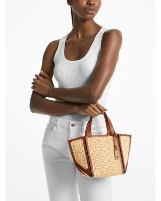 Michael Kors Natural Jordi Small Hand-Crocheted And Leather Tote Bag