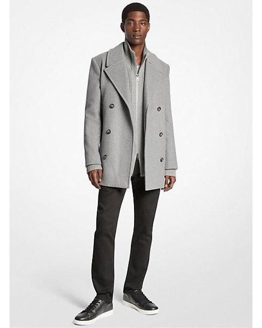 Michael Kors Gray Mk Wool Blend Peacoat for men