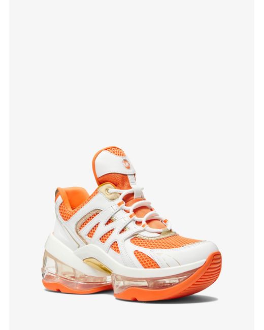 olympia extreme embellished leather and glitter chain mesh trainer