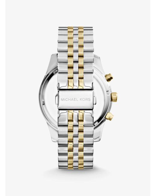 Cronografo Lexington cinturino in acciaio color argento e oro per uomo MK8344 di Michael Kors in Metallic da Uomo