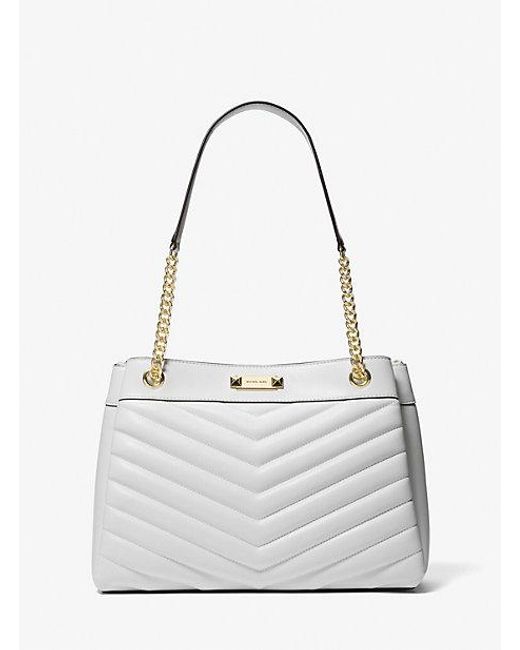 Michael Kors Whitney Medium Quilted Tote Bag in White | Lyst