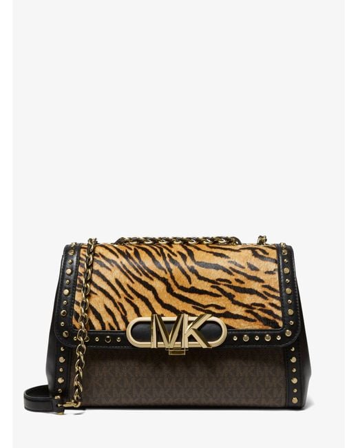 Michael Kors Canvas Parker Extralarge Studded Tiger Print Calf Hair