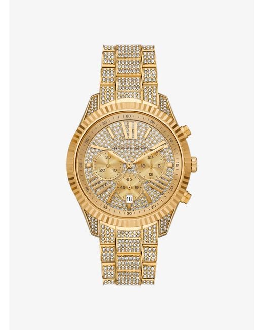 Michael Kors Metallic Oversized Lexington Pavé-Tone Watch