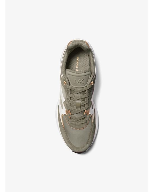 MICHAEL Michael Kors White Riley Mixed-Media Trainer