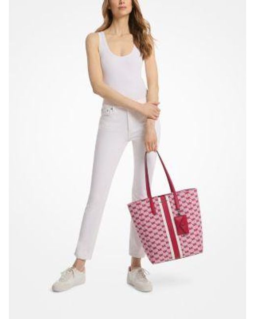 Michael Kors Pink Vincent Large Logo Jacquard Tote Bag With Card Case