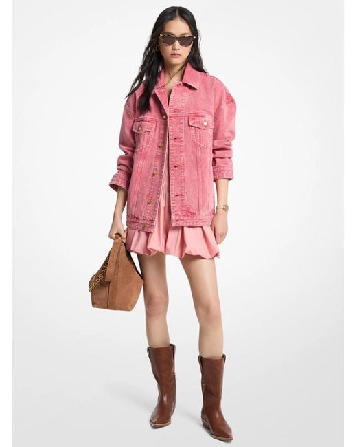 MICHAEL Michael Kors Pink Oversized Garment-Dyed Denim Jacket