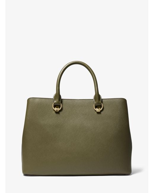MICHAEL Michael Kors Edith Large Saffiano Leather Satchel in Green