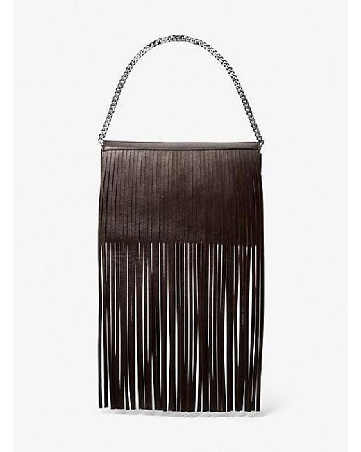 Michael Kors Brown Ali Fringed Leather Clutch