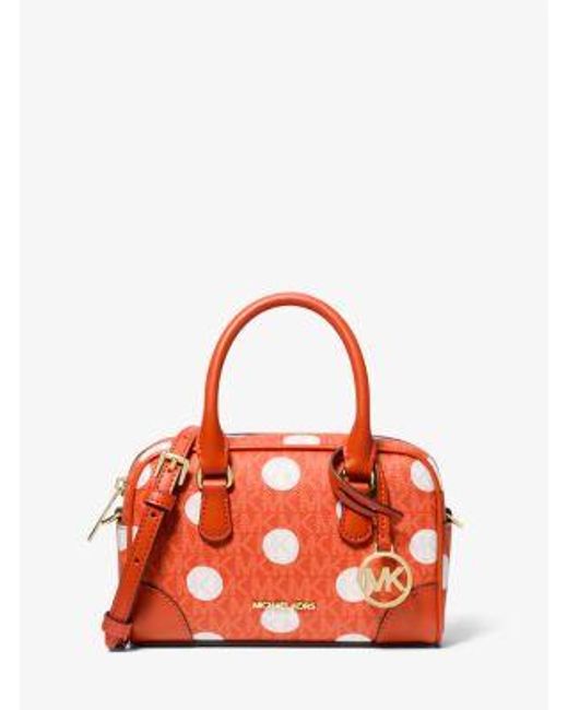 Michael Kors Red Thompson Extra-Small Polka Dot Signature Logo Satchel