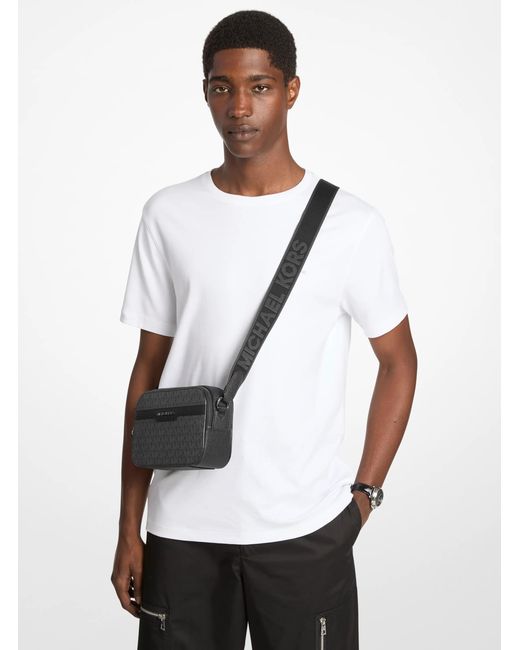 Michael Kors Black Hudson Signature Logo Camera Crossbody Bag for men