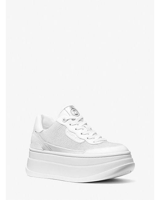 MICHAEL Michael Kors White Hayes Embellished Leather Sneaker