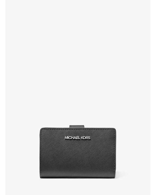 Michael Kors Outlet Gray Mk Medium Saffiano Leather Wallet