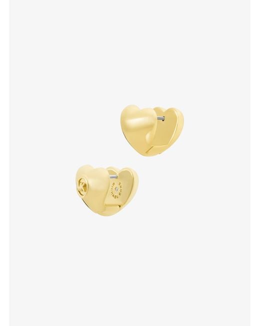 Michael Kors White Puffy Heart Huggie Earrings