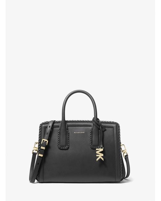 MICHAEL Michael Kors Black Mk Laila Small Leather Satchel