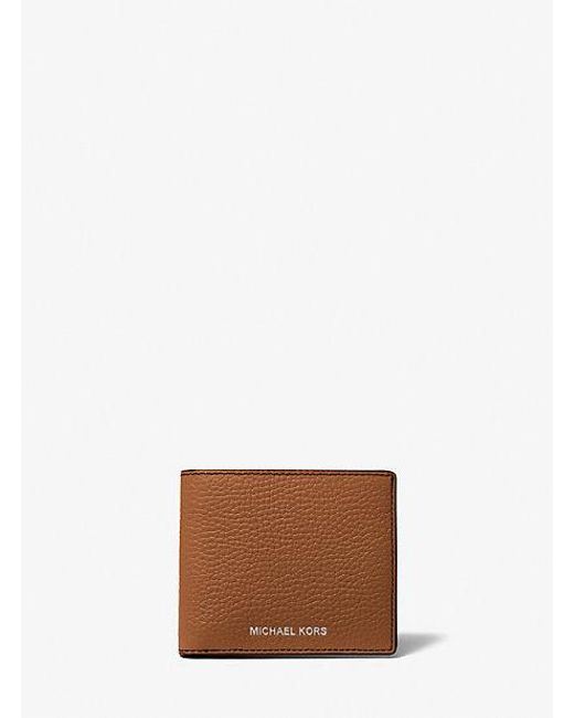 Michael Kors White Hudson Pebbled Leather Slim Billfold Wallet for men