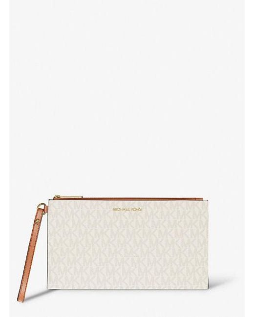 Michael Kors Natural Jet Set Large Signature Logo Wristlet