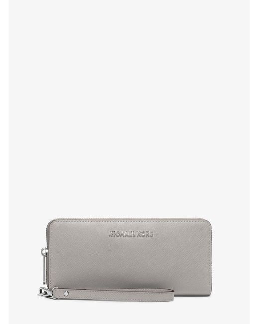 Lyst - Michael Kors Jet Set Travel Saffiano Leather Continental Wallet in Gray