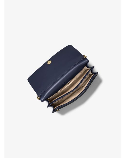 Michael Kors Outlet Blue Mk Daniela Large Signature Logo Crossbody Bag