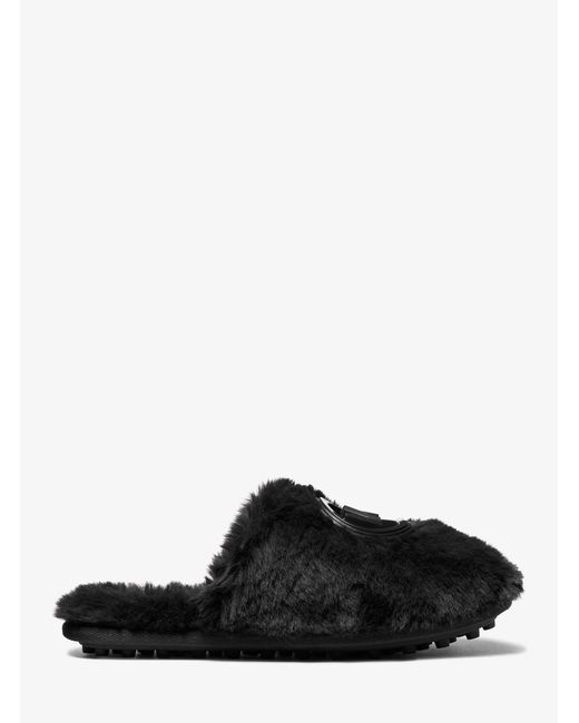 MICHAEL Michael Kors Black Mk Ada Faux Fur Slipper