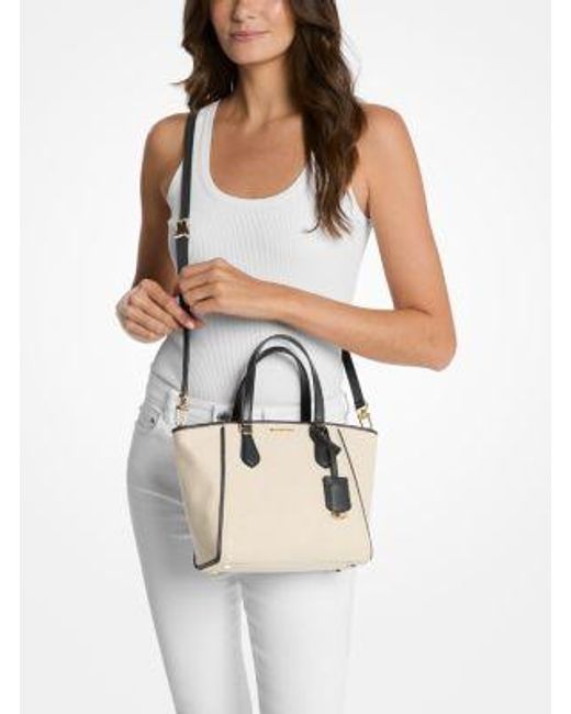 Michael Kors Natural Taryn Small Canvas Convertible Crossbody Bag