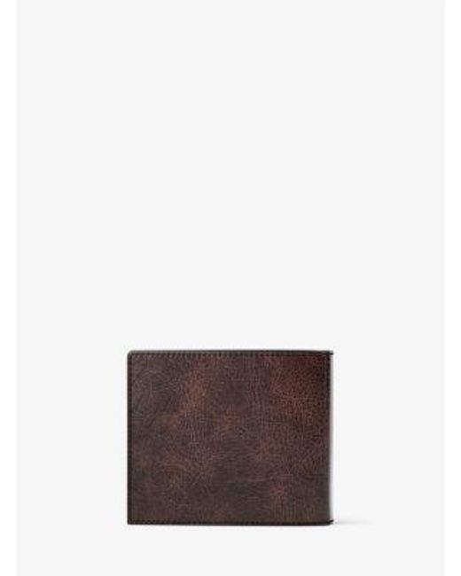 Michael Kors Brown Cyrus Burnished Billfold Wallet With Passcase for men