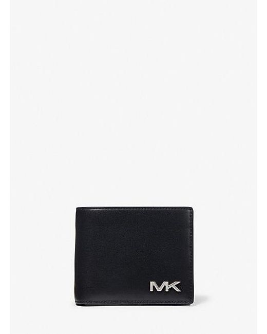 Michael Kors White Mk Varick Leather Billfold Wallet With Passcase for men