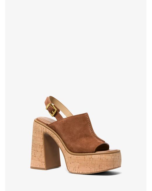 MICHAEL Michael Kors Brown Mk Leia Suede Platform Sandal