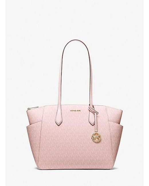 Michael Kors Pink Marilyn Medium Signature Logo Tote Bag