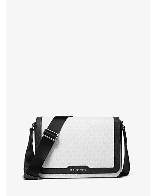 Michael Kors White Mk Hudson Signature Logo Crossbody Bag for men