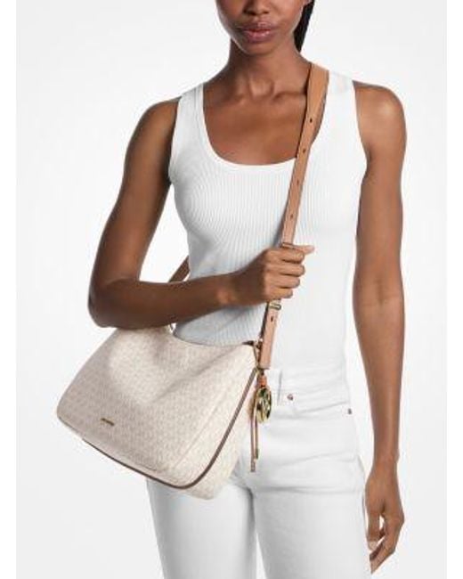 Michael Kors Natural Nolita Medium Signature Logo Shoulder Bag