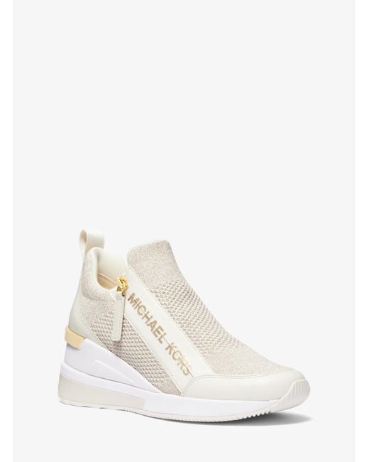 MICHAEL Michael Kors White Michael Kors Willis Metallic Stretch Knit Trainer
