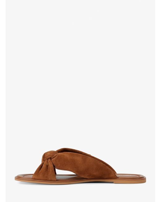 Michael Kors Outlet Brown Mk Elena Suede Slide Sandal