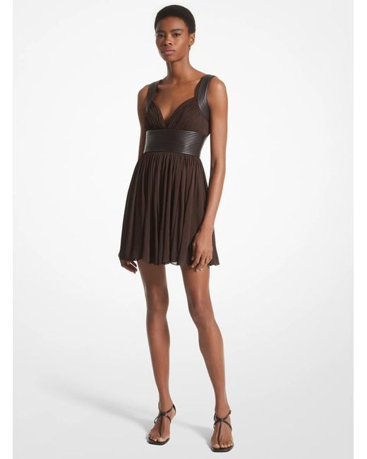 Michael Kors White Mk Chiffon Jersey Baby Doll Dress