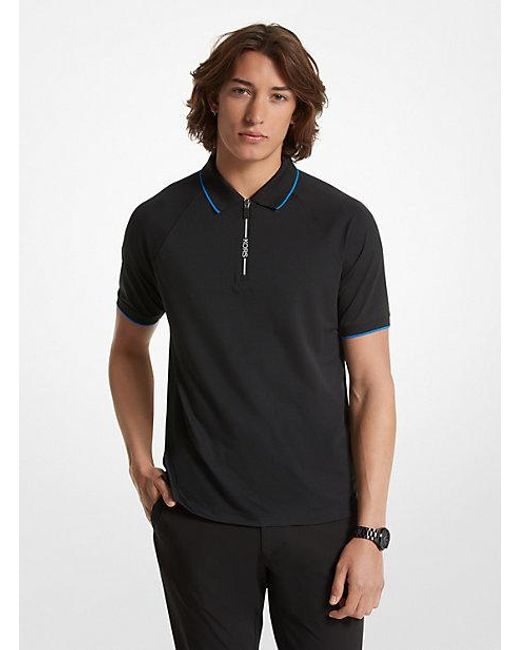 Michael Kors Black Stretch Knit Half-zip Polo Shirt for men
