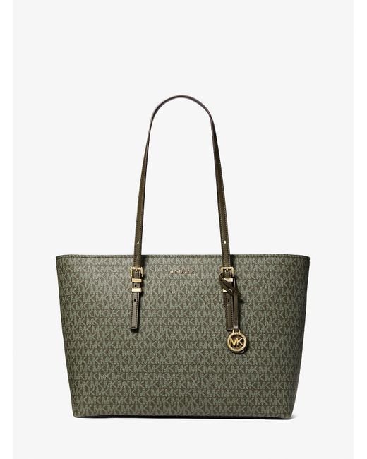 MICHAEL Michael Kors Green Mk Quinn Large Signature Logo And Leather Tote Bag