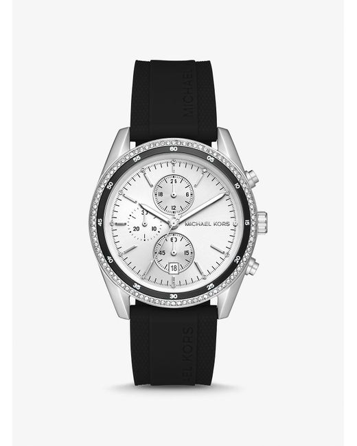 Michael Kors White Mk Oversized Hadyn Pavé-Tone Watch