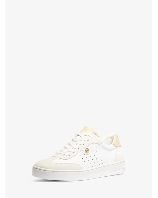 MICHAEL Michael Kors White Metallic Leather Low-Top Sneakers
